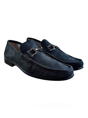 BRUNO MAGLI “Mikko” Navy Italian Nubuck Bit Loafers
